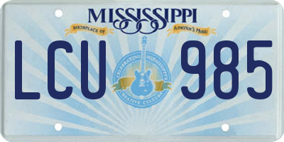 MS license plate LCU985