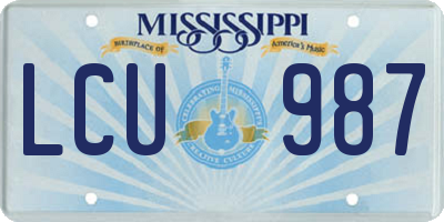 MS license plate LCU987