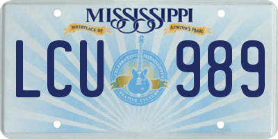 MS license plate LCU989