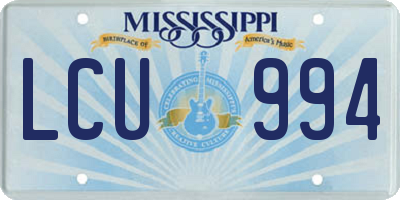 MS license plate LCU994