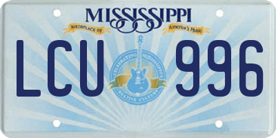 MS license plate LCU996