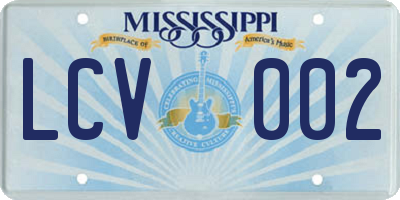 MS license plate LCV002