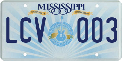 MS license plate LCV003