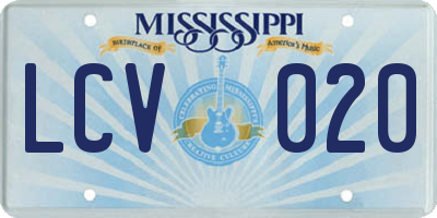 MS license plate LCV020