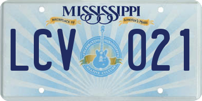 MS license plate LCV021