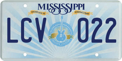 MS license plate LCV022