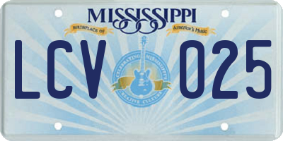 MS license plate LCV025