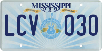 MS license plate LCV030