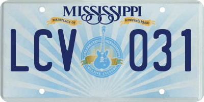 MS license plate LCV031