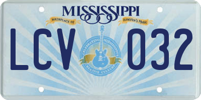 MS license plate LCV032