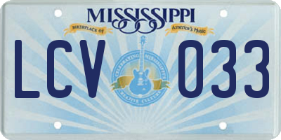 MS license plate LCV033