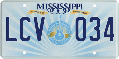MS license plate LCV034