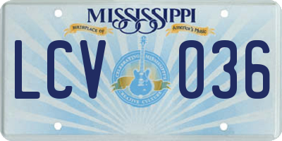 MS license plate LCV036