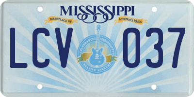 MS license plate LCV037