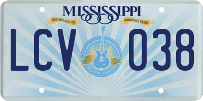 MS license plate LCV038
