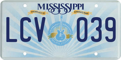 MS license plate LCV039
