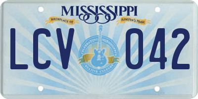 MS license plate LCV042