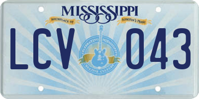 MS license plate LCV043