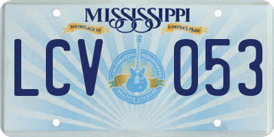 MS license plate LCV053