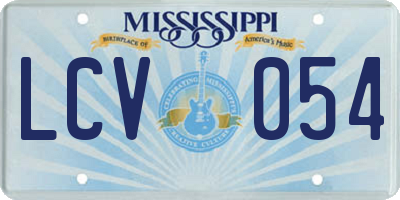 MS license plate LCV054