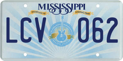 MS license plate LCV062