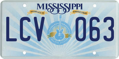 MS license plate LCV063