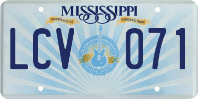 MS license plate LCV071