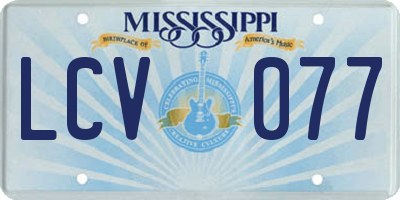 MS license plate LCV077