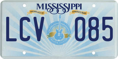 MS license plate LCV085