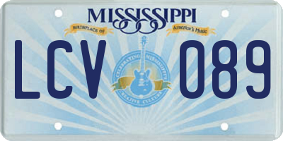 MS license plate LCV089