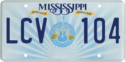 MS license plate LCV104