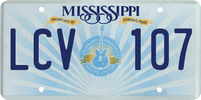 MS license plate LCV107