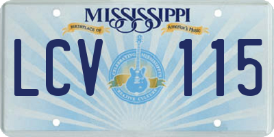 MS license plate LCV115