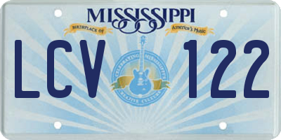 MS license plate LCV122