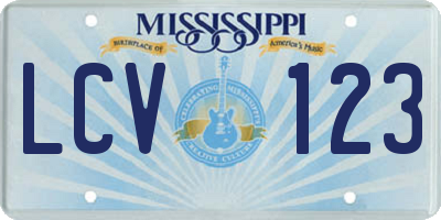 MS license plate LCV123