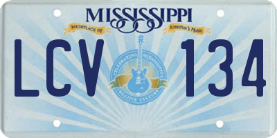 MS license plate LCV134