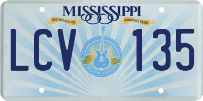 MS license plate LCV135