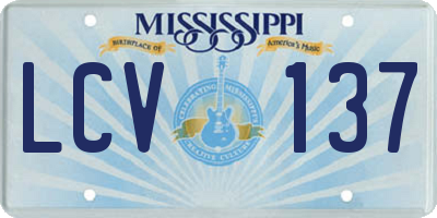MS license plate LCV137