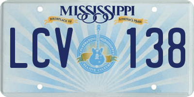 MS license plate LCV138