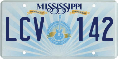 MS license plate LCV142