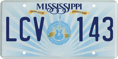 MS license plate LCV143