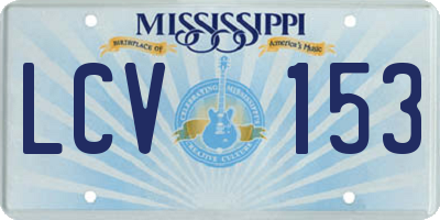 MS license plate LCV153
