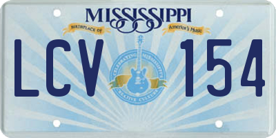 MS license plate LCV154