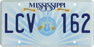 MS license plate LCV162
