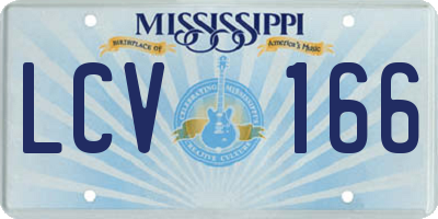 MS license plate LCV166