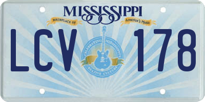 MS license plate LCV178