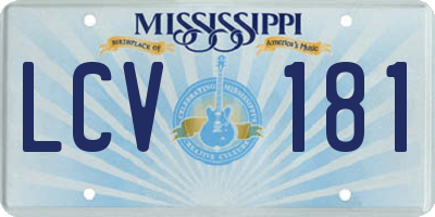 MS license plate LCV181