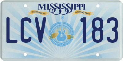 MS license plate LCV183