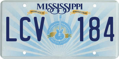 MS license plate LCV184