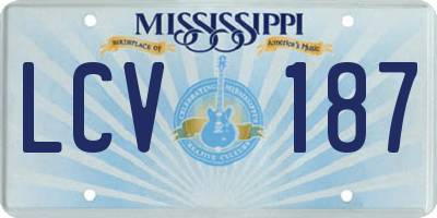 MS license plate LCV187